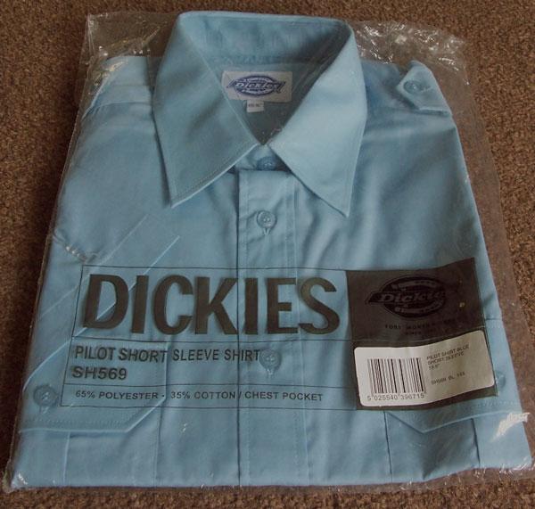 Preview of the first image of NEW MEN'S BLUE SHORT SLEEVE SHIRT BY DICKIES - 15.5" COLLAR.