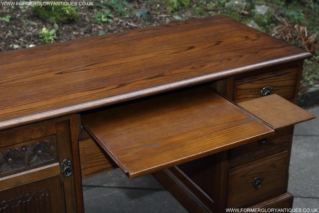Image 5 of AN OLD CHARM LIGHT OAK WRITING TABLE COMPUTER DESK CABINET