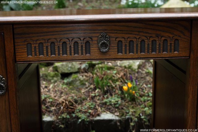 Image 9 of AN OLD CHARM LIGHT OAK WRITING TABLE COMPUTER DESK CABINET