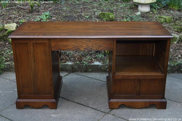 Image 10 of AN OLD CHARM LIGHT OAK WRITING TABLE COMPUTER DESK CABINET