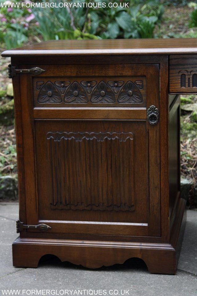 Image 15 of AN OLD CHARM LIGHT OAK WRITING TABLE COMPUTER DESK CABINET