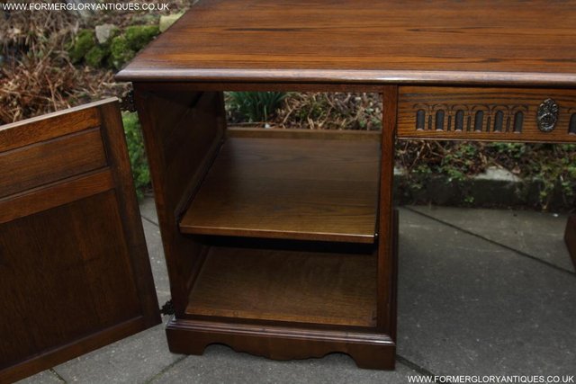 Image 38 of AN OLD CHARM LIGHT OAK WRITING TABLE COMPUTER DESK CABINET