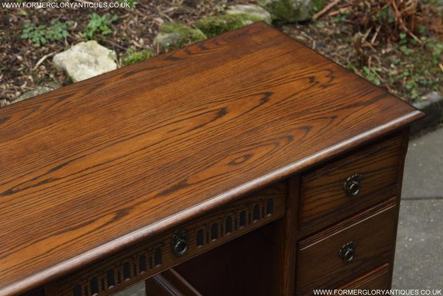 Image 41 of AN OLD CHARM LIGHT OAK WRITING TABLE COMPUTER DESK CABINET