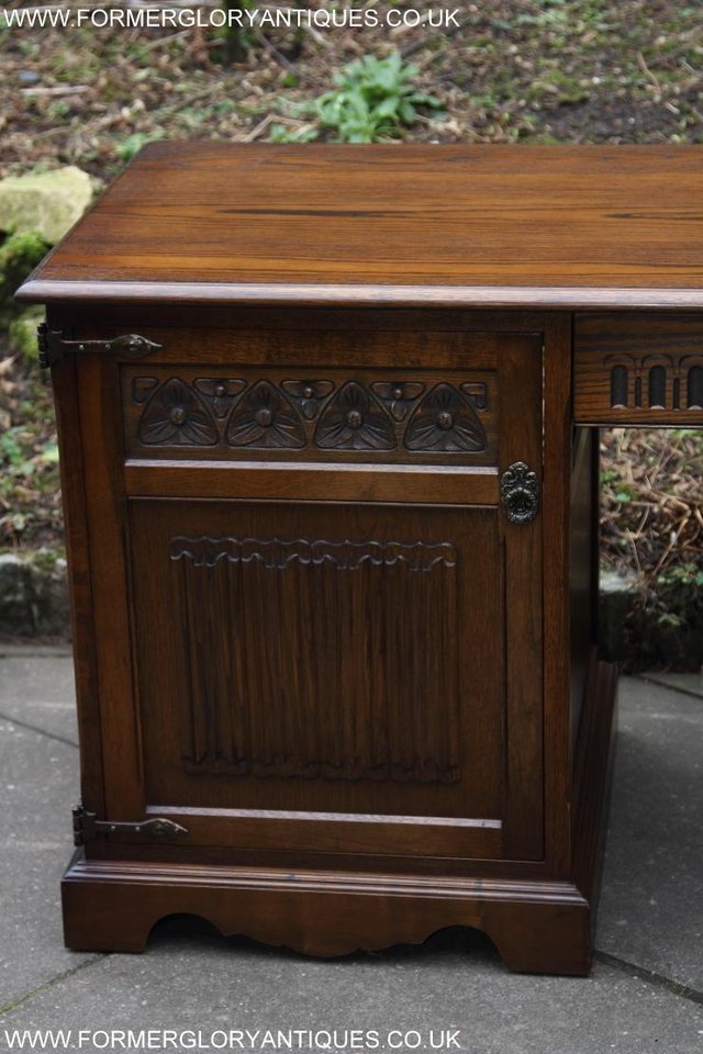 Image 57 of AN OLD CHARM LIGHT OAK WRITING TABLE COMPUTER DESK CABINET