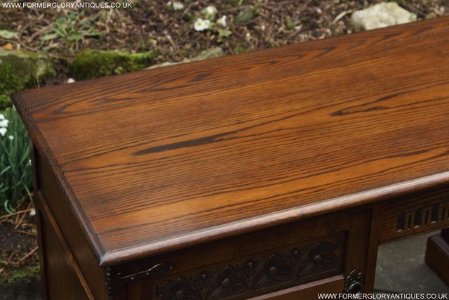 Image 59 of AN OLD CHARM LIGHT OAK WRITING TABLE COMPUTER DESK CABINET