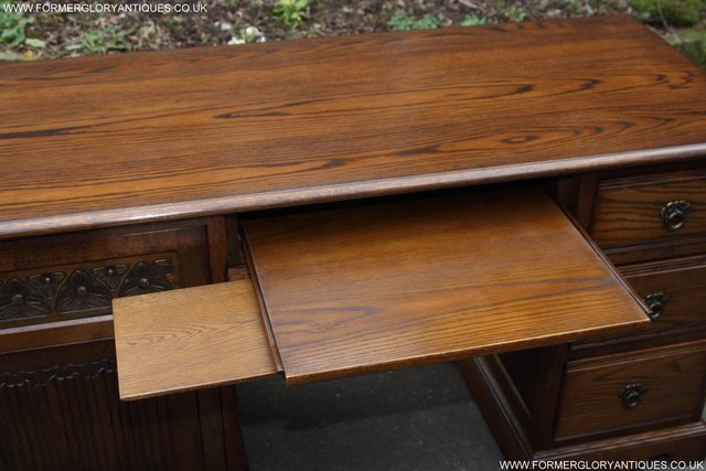 Image 60 of AN OLD CHARM LIGHT OAK WRITING TABLE COMPUTER DESK CABINET