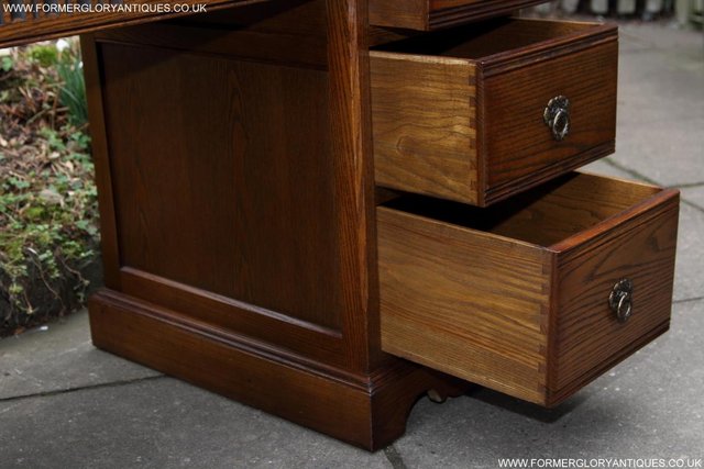 Image 62 of AN OLD CHARM LIGHT OAK WRITING TABLE COMPUTER DESK CABINET