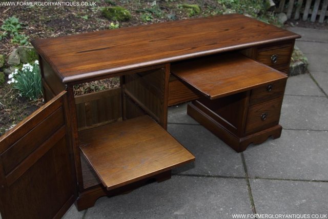 Image 63 of AN OLD CHARM LIGHT OAK WRITING TABLE COMPUTER DESK CABINET