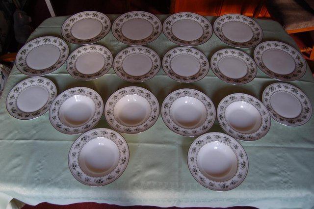 Image 2 of Royal Doulton Valleygreen Bone China Plates, Cups, Sauceboat