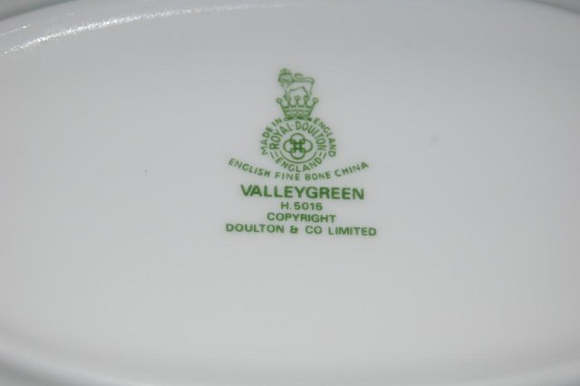 Image 6 of Royal Doulton Valleygreen Bone China Plates, Cups, Sauceboat