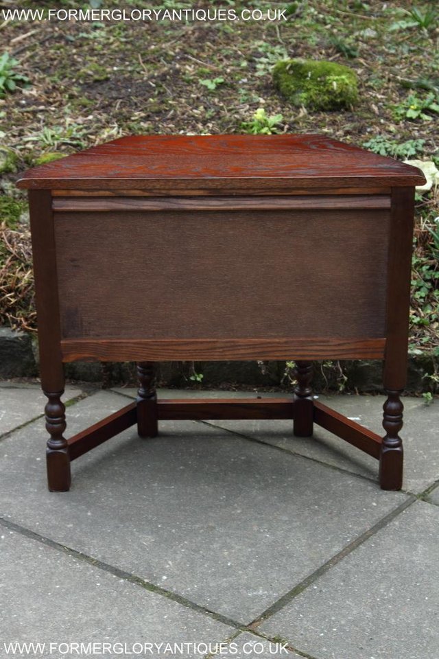 Image 5 of AN OLD CHARM TUDOR OAK CANTED CABINET PHONE TABLE SIDEBOARD