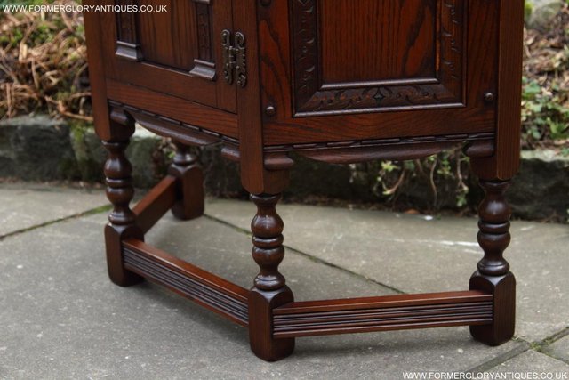 Image 18 of AN OLD CHARM TUDOR OAK CANTED CABINET PHONE TABLE SIDEBOARD