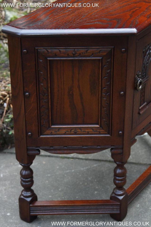 Image 27 of AN OLD CHARM TUDOR OAK CANTED CABINET PHONE TABLE SIDEBOARD