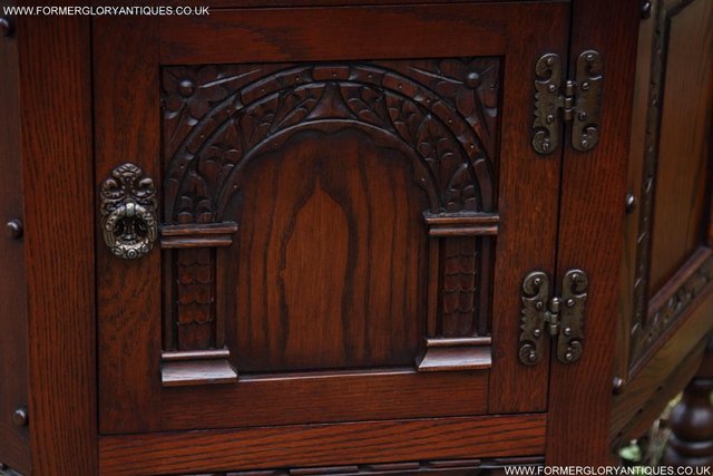 Image 32 of AN OLD CHARM TUDOR OAK CANTED CABINET PHONE TABLE SIDEBOARD