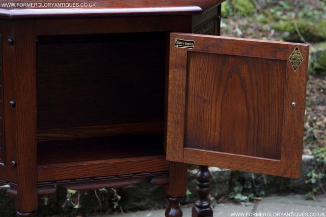Image 37 of AN OLD CHARM TUDOR OAK CANTED CABINET PHONE TABLE SIDEBOARD