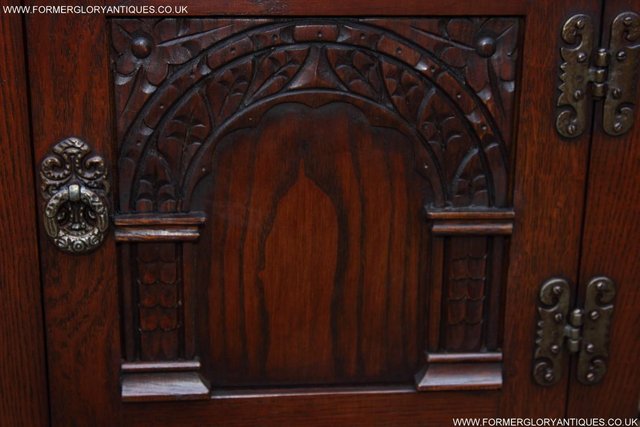 Image 38 of AN OLD CHARM TUDOR OAK CANTED CABINET PHONE TABLE SIDEBOARD