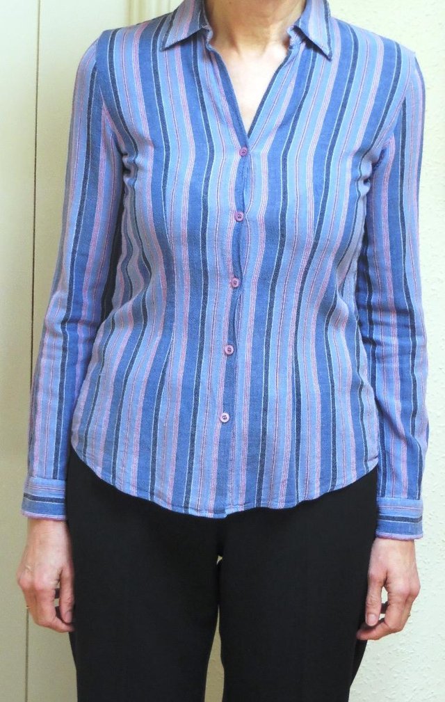 Preview of the first image of Long Tall Sally COTTON STRIPED SHIRT Size 14.