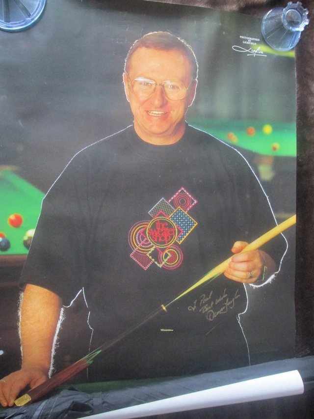 Preview of the first image of dennis taylor snooker player signed poster.