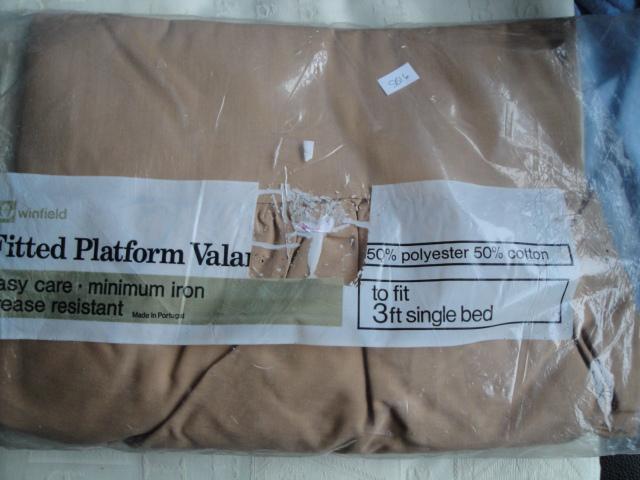 Image 2 of Fitted Platform Valance. Light medium brown = coffee. SB16