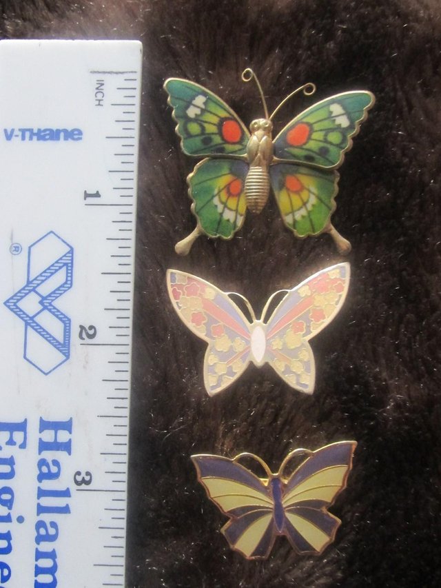 Image 2 of Butterfly Brooches x3 - 1980's?? Excellent condition