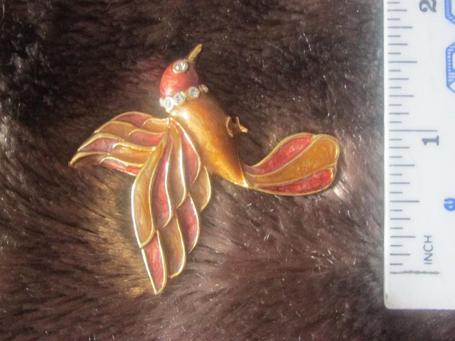 Image 2 of KINGFISHER ENAMELLED / JEWELLED BROOCH 1990's?? Excellent co