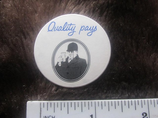Preview of the first image of joshua tetley small badge 1990's Quality Pays.