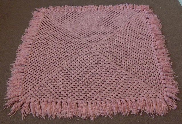 Preview of the first image of Gorgeous Handmade Pink Crocheted Baby Blanket - 35" x 35".