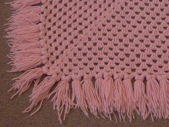 Image 2 of Gorgeous Handmade Pink Crocheted Baby Blanket - 35" x 35"
