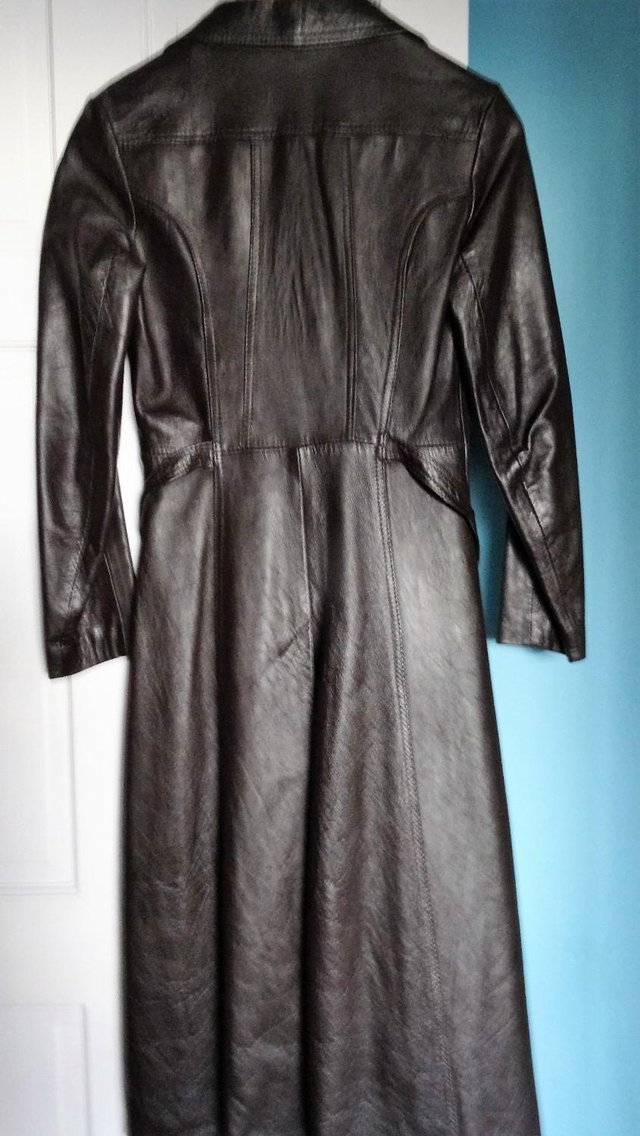 Image 2 of Brown leather long coat