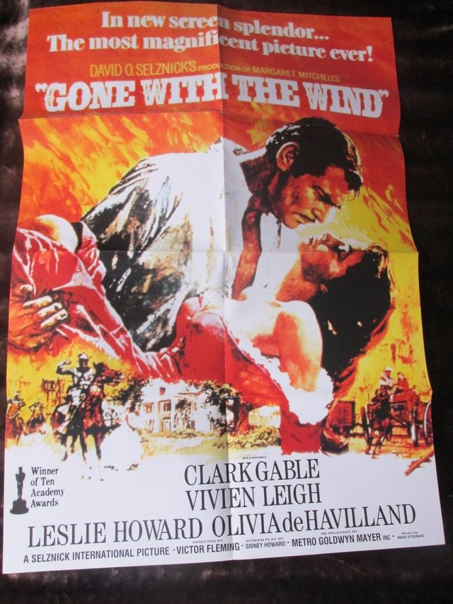 Image 2 of GONE WITH THE WIND FILM POSTER (FOLDED) PROMOTIONAL ITEM - R