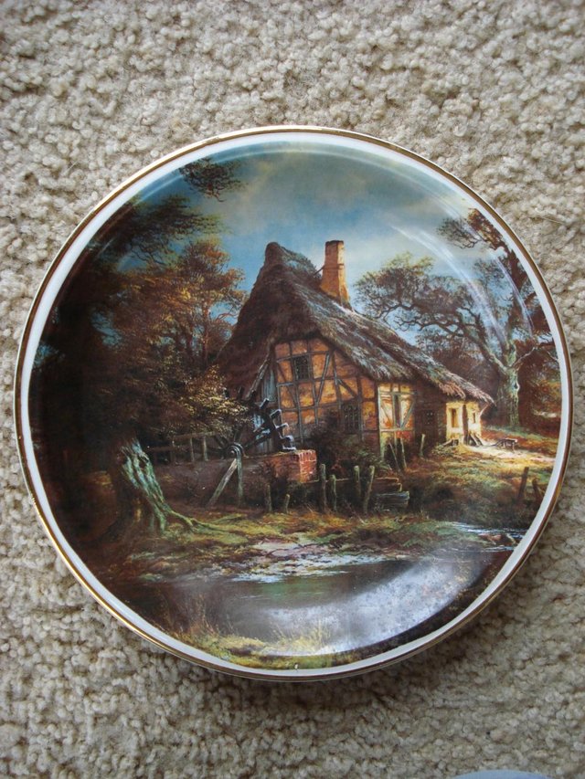 Image 2 of 3 x EDWARDIAN CHINA DECORATIVE PLATES WITH RURAL SCENES