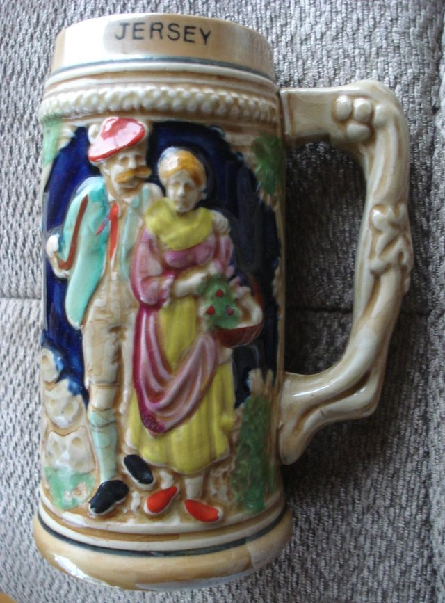 Preview of the first image of COLLECTOR’S ITEM ANTIQUE STEIN/JUG/TANKARD FROM JERSEY 6½ins.