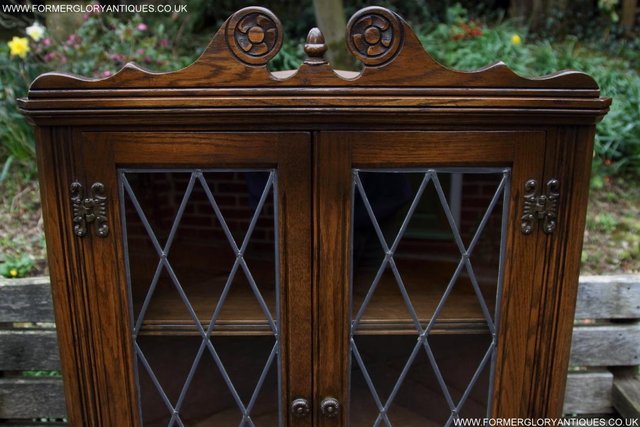 Image 14 of AN OLD CHARM LIGHT OAK CORNER DISPLAY CHINA CABINET CUPBOARD