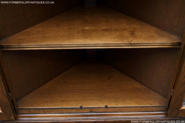 Image 16 of AN OLD CHARM LIGHT OAK CORNER DISPLAY CHINA CABINET CUPBOARD