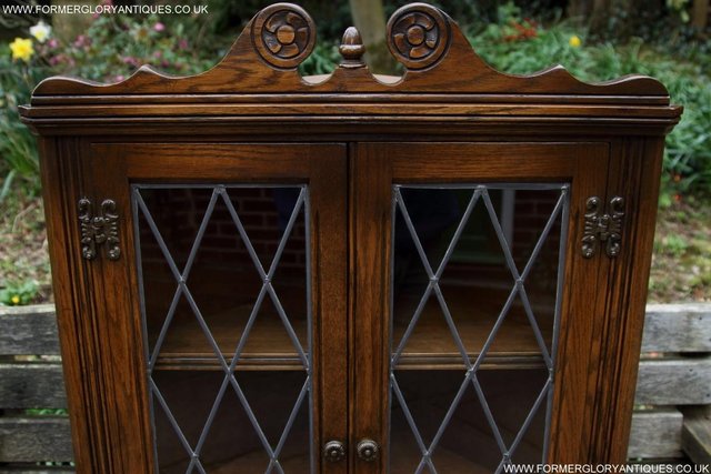 Image 25 of AN OLD CHARM LIGHT OAK CORNER DISPLAY CHINA CABINET CUPBOARD