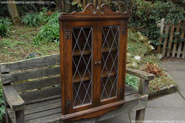 Image 42 of AN OLD CHARM LIGHT OAK CORNER DISPLAY CHINA CABINET CUPBOARD