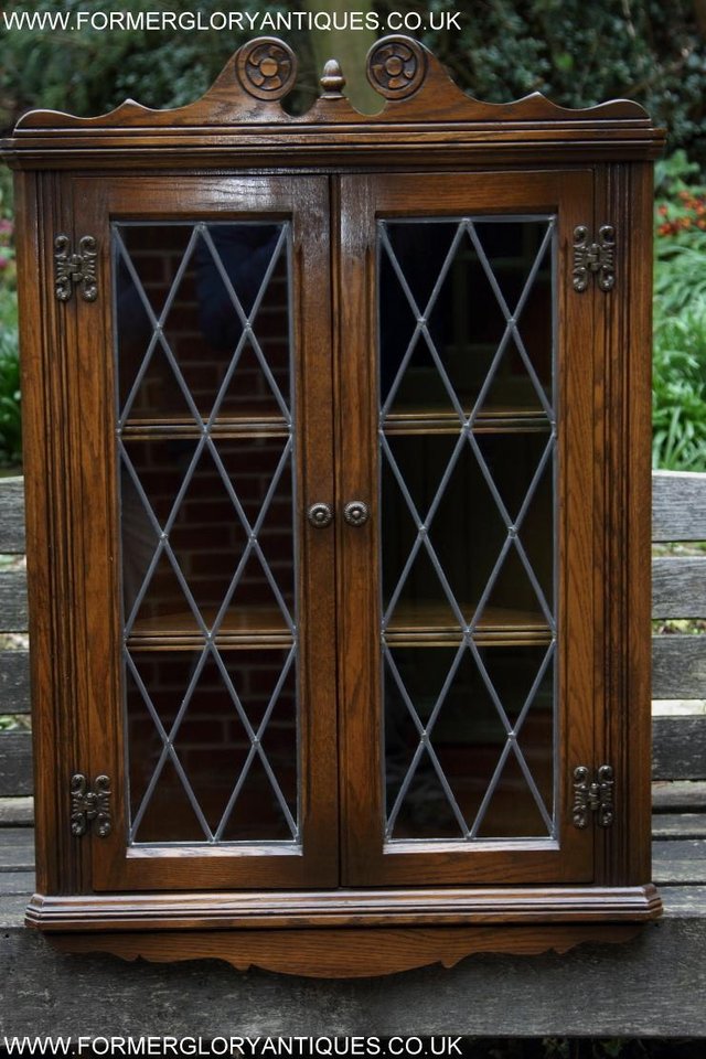 Image 43 of AN OLD CHARM LIGHT OAK CORNER DISPLAY CHINA CABINET CUPBOARD