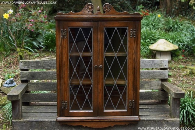 Image 53 of AN OLD CHARM LIGHT OAK CORNER DISPLAY CHINA CABINET CUPBOARD