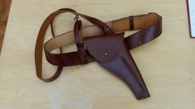Image 3 of Army Sam brown belt, holster and cross strap.
