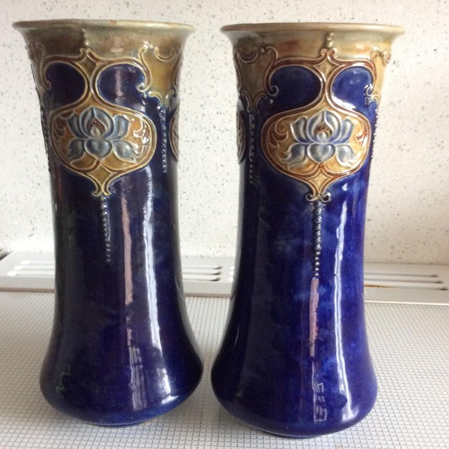 Preview of the first image of A pair or Doulton Lambeth stoneware vases..