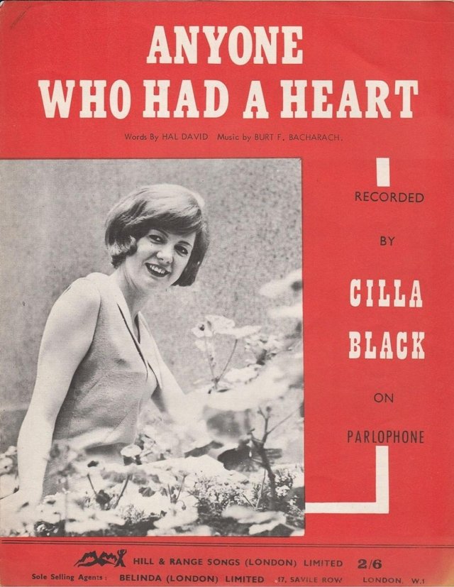 Preview of the first image of Anyone Who Had a Heart by Cilla Black, Vintage Sheet Music,.