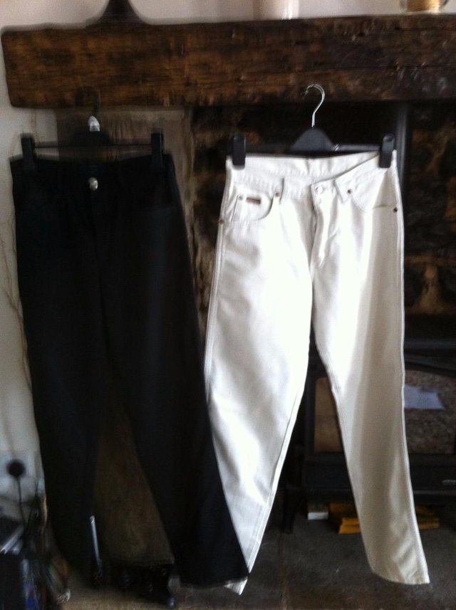 Image 2 of 1 pair left : black designer  casual pants by Tom Wolfe...