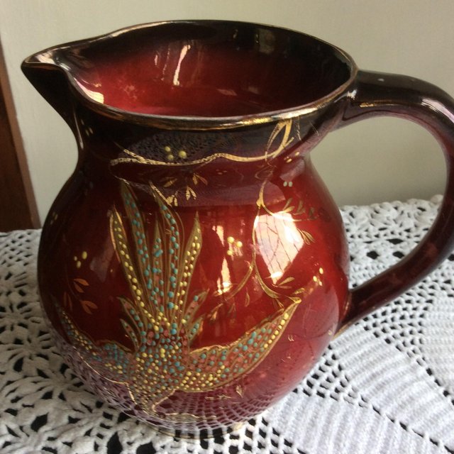 Preview of the first image of Maroon antique luster jug.