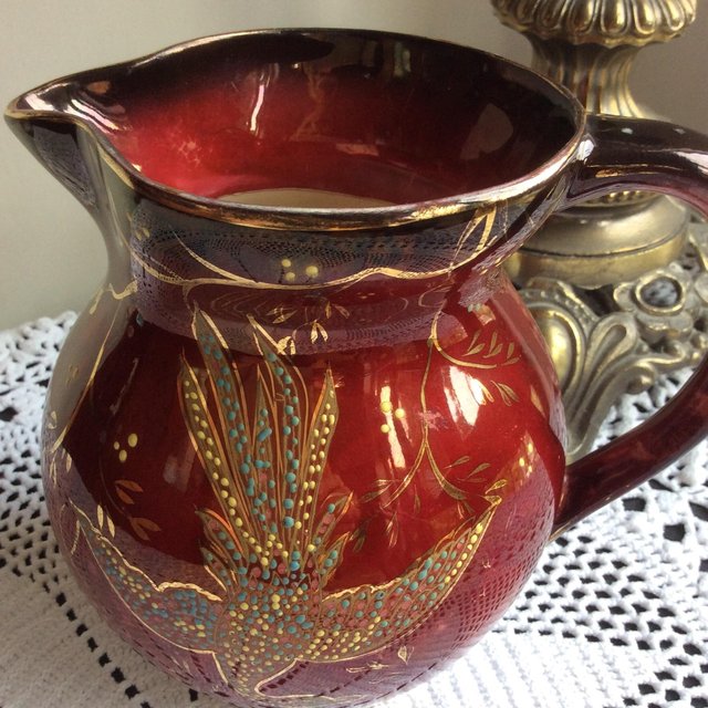 Image 3 of Maroon antique luster jug