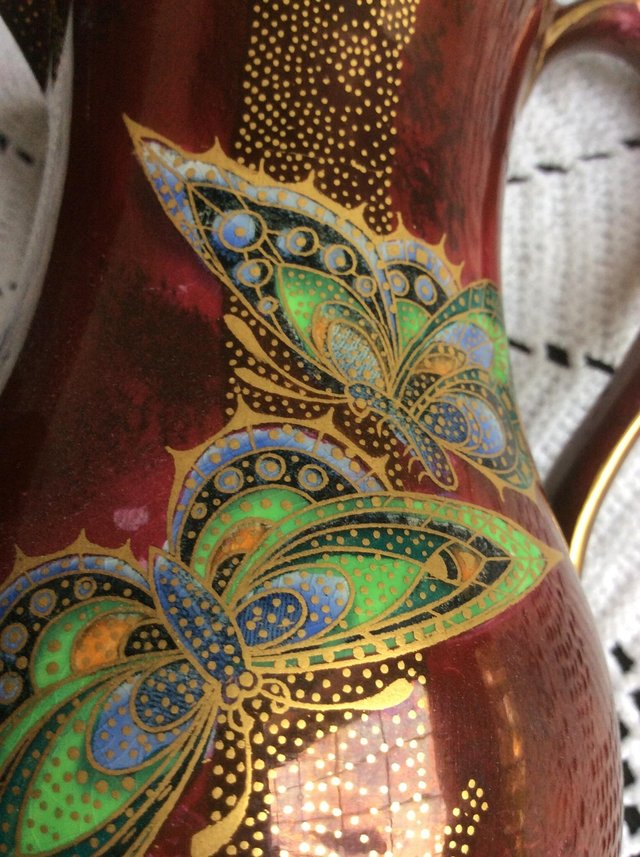 Image 2 of A pretty copper lustre jug with butterflies