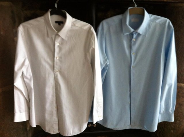 Preview of the first image of DKNY and Prada designer long sleeve shirts.