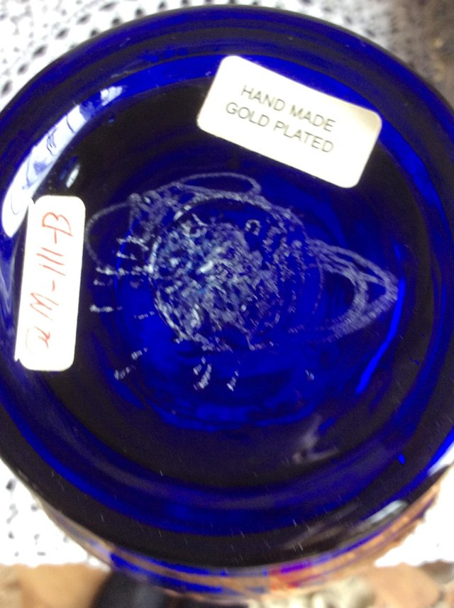 Image 2 of Blue and gold glass vase