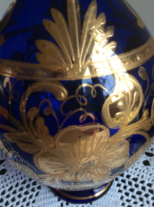Image 3 of Blue and gold glass vase