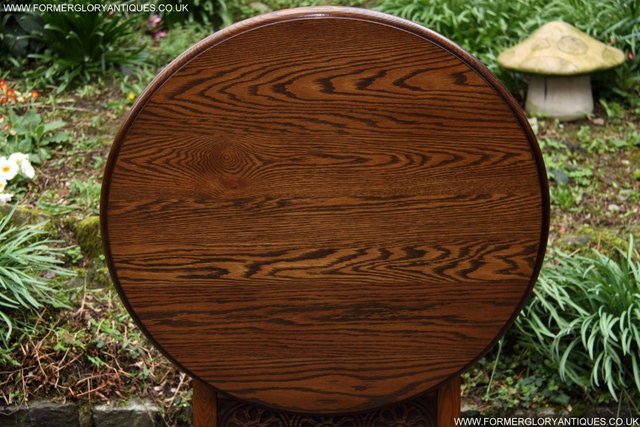 Image 12 of OLD CHARM LIGHT OAK MONKS SEAT BENCH SETTLE ARMCHAIR TABLE
