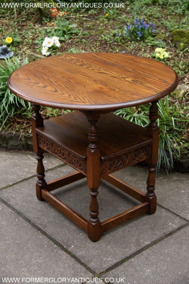 Image 23 of OLD CHARM LIGHT OAK MONKS SEAT BENCH SETTLE ARMCHAIR TABLE